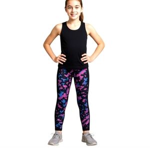 FILA Sports performance juniors leggings black geometric athletic multicolored